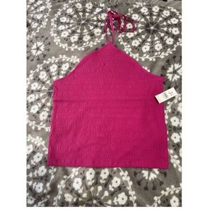 Loft Beatrice Radiant Fuchsia Smocked Halter Top Size Large